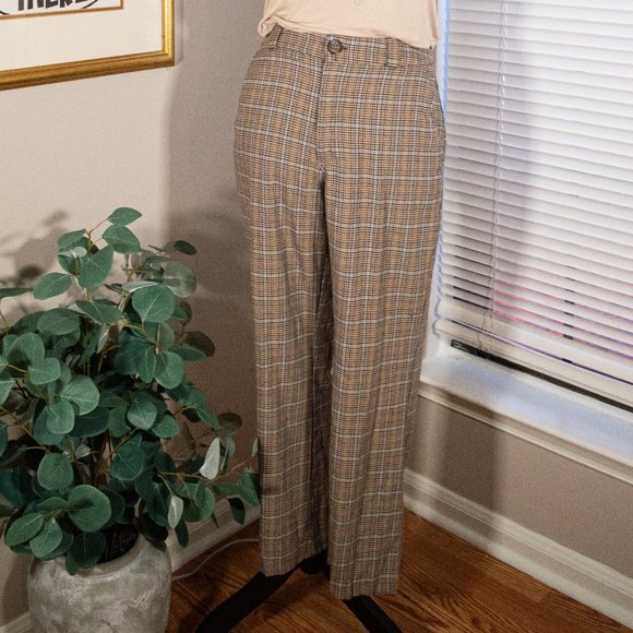 Urban Outfitters "Light Before Dark" Beige with Blue and Yellow Print Pants - Picture 1 of 3